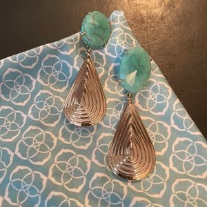 Clip on Kendra Scott turquoise and gold statement earrings